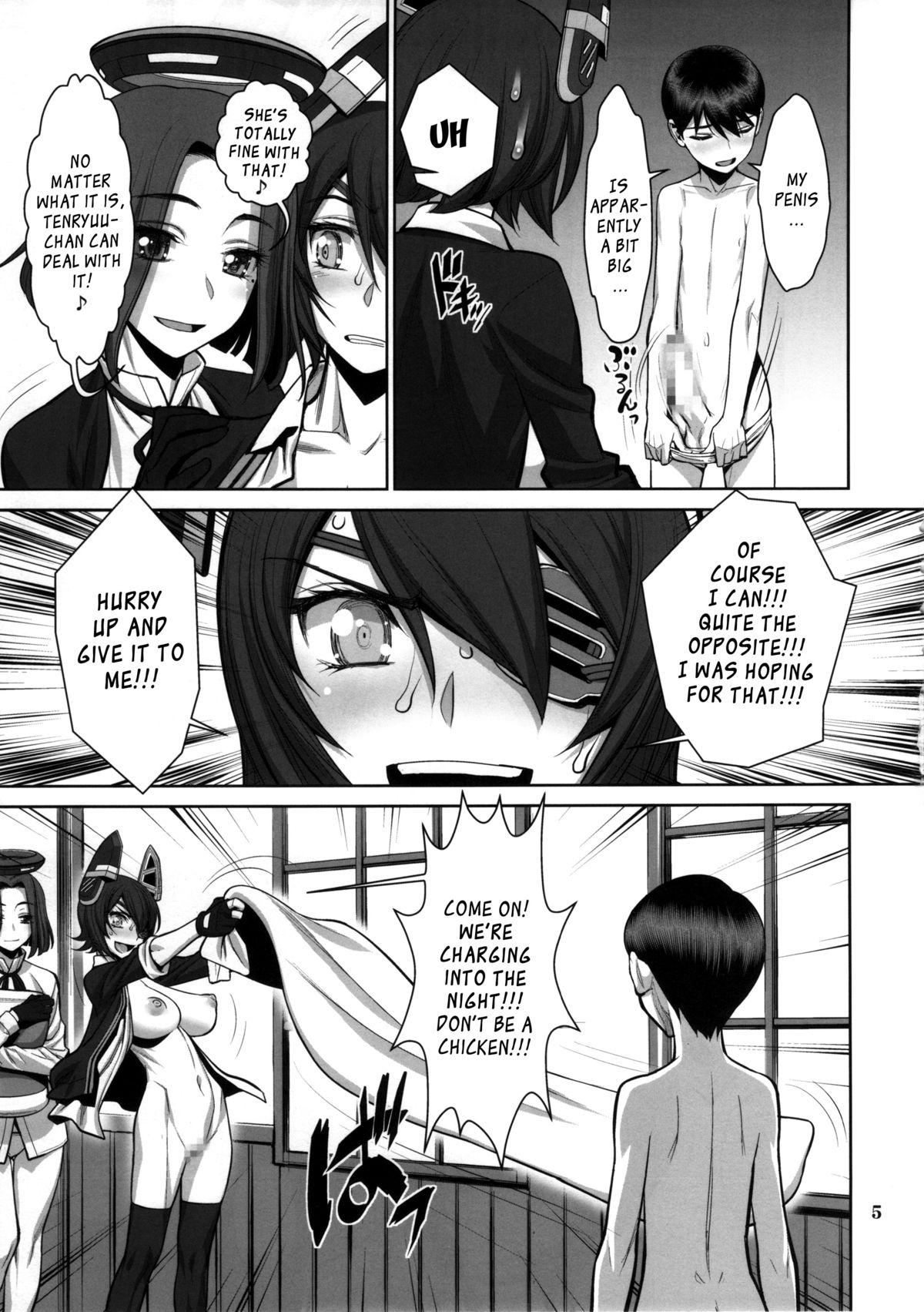 All Natural ONTFK - My Name is Tenryuu! Fufufu... You Scared? - Kantai collection Gay Bukkakeboy - Page 4