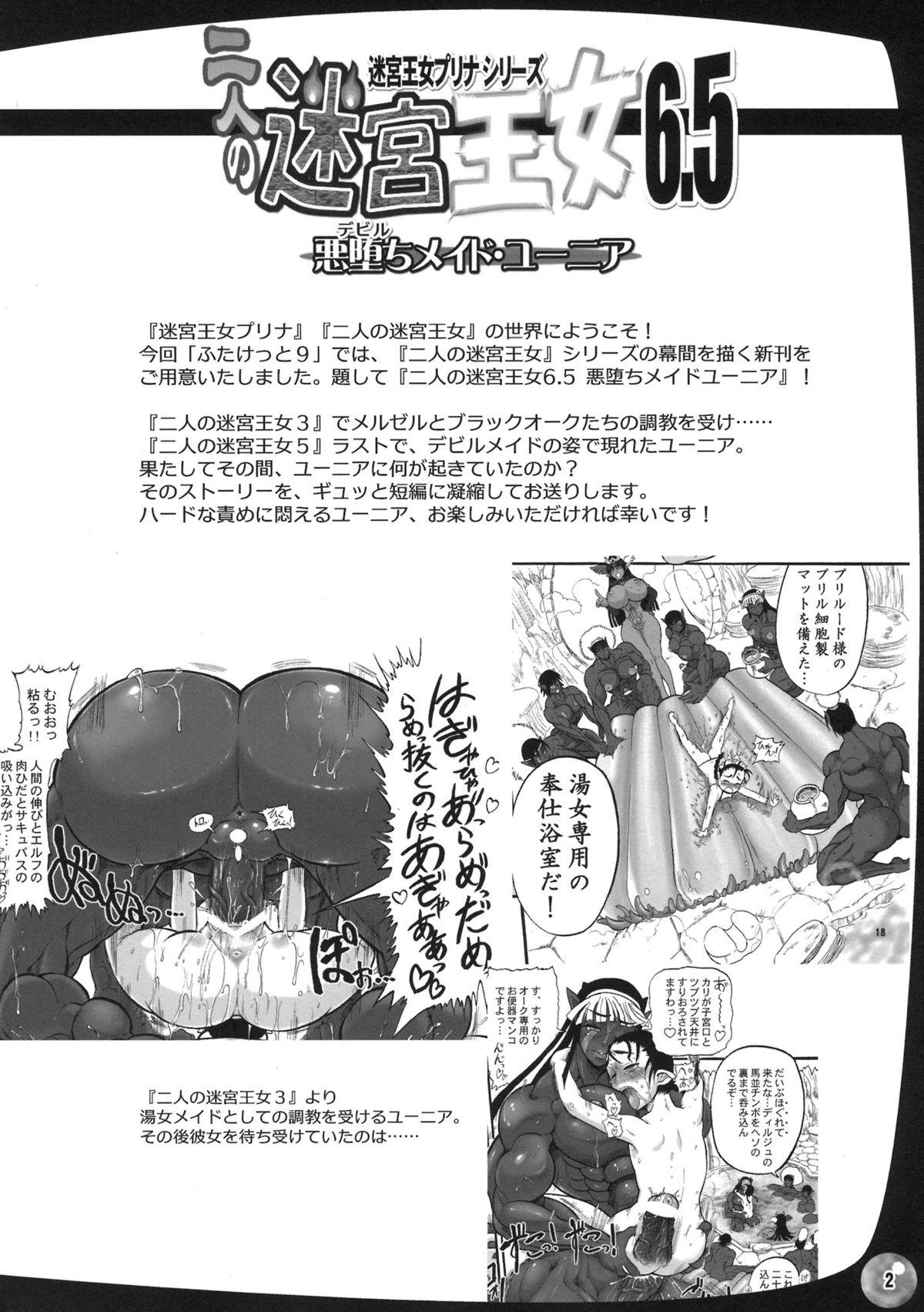 Masturbating (Futaket 9) [Arsenothelus (Rebis)] Futari no Meikyuu Oujo 6.5 ~Devil Maid Yunia~ + Paper Mojada - Page 2