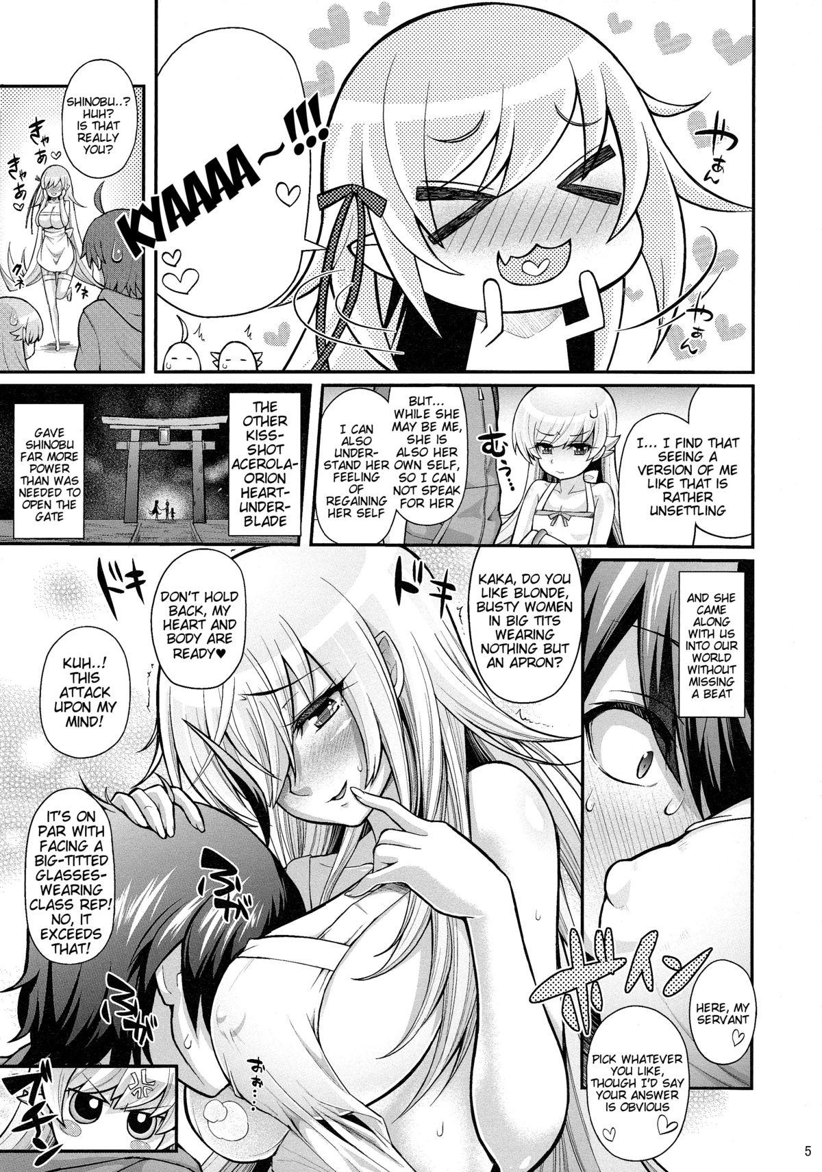 Pussylicking Pachimonogatari: Shinobu Happy Route - Bakemonogatari Soapy - Page 4